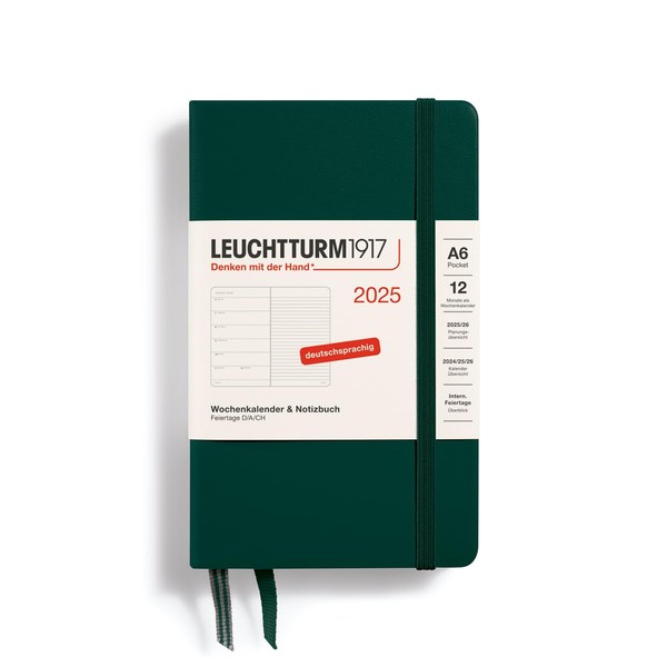 LEUCHTTURM1917 LEUCHTTURM1917 370502 Wochenkalender & Notizbuch 2025, Pocket A6 Hardcover