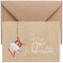 ZETTMANN® Set of 20 Premium Christmas Cards with Envelope - 10 Christmas Cards and 10 Envelopes for Christmas Card Folding Cards (Kraft Paper - Look)