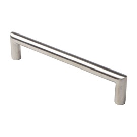 Design Schubladen-Griff Edelstahl Schrankgriff rund Möbelgriff Küche - LEILA | Relinggriff BA 160 mm | Türgriff Kleider-Schrank | Vollmaterial massiv | 1 Stück - Küchen-Griff silber matt mit Schrauben