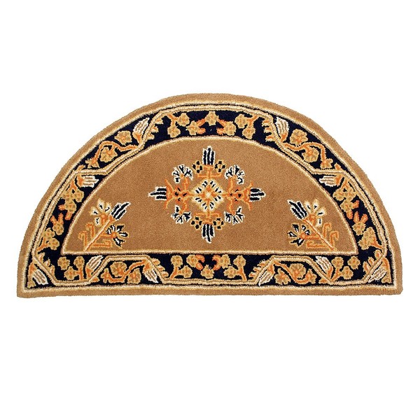 Minuteman International Cocoa Jardin Wool Hearth Rug, Half Round