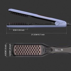 JINRI Curling Wand, Flat Iron, Hair Straightener, 3-in-1 Hair Brush, Best Hot Tools Professional 1.26 inch Hair Volume Iron, Fast Heating Ceramic Hair Iron, Dual Voltage (100-240V), Purple