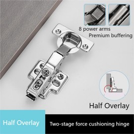 2 Pcs FullOverlay Soft Close Cabinet Hinges Silent Hydraulic, Heavy-Duty Frameless European Concealed Hinges for Kitchen Cabinet Door and Wardrobes
