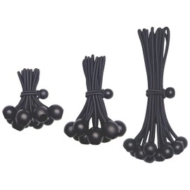 YELIER Bungee Cords with Balls 30 Pack, Ball Bungee Cords Comes in Three Sizes: 4 "6" 9", UV Resistant, Antioxidant, Secure Tie Down. (30, Black)