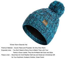 INSISMY Hat Scarf Gloves Set Women's Beanie Hat Long Scarf and Thermal Touch Screen Gloves Set 3 PCS Soft Warm Winter Knitted Pom Cap Set for Ladie