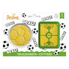 DECORA, 0255048 Football Cookie Cutters Set Ball Shape + Football Field Shape The Ideal Set for Making Fondant or Rubber Decorations, Made in Italy, Original Design Pack of 2