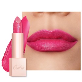 Oulac Lápiz labial rosa intenso para mujeres - Bálsamo labial rico en humedad con superficie brillante, color labial cremoso de textura ligera, maquillaje labial vegano de cobertura media, PG01