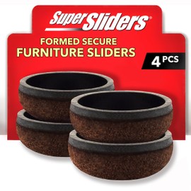 Super Sliders Secure Grip Formed Felt Movers for Furniture to Protect Hard Surfaces, 1.5", Walnut Brown (4 Pack)