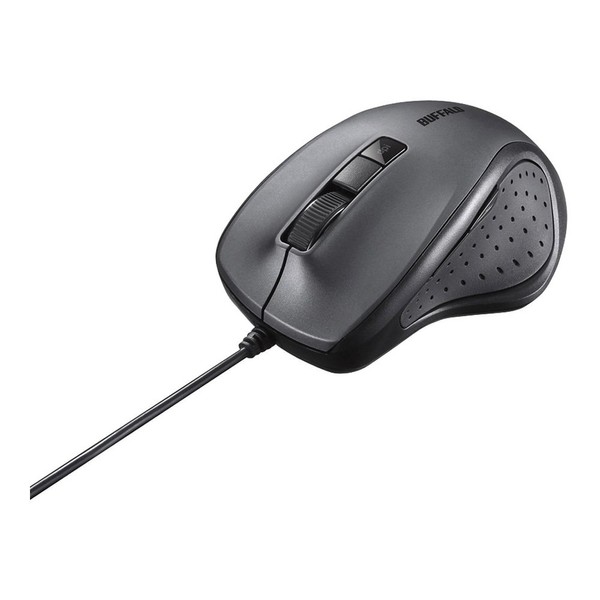 Buffalo BUFFALO Wired BlueLED Quiet 5 Button Mouse Black BSMBU308BK