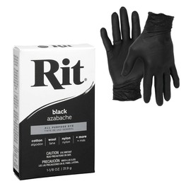 Dye – Rit Powder Single Pack for Fabric Dye for Crafting, Clothing, and Décor – with Artisx Nitrile Gloves Included (Black)