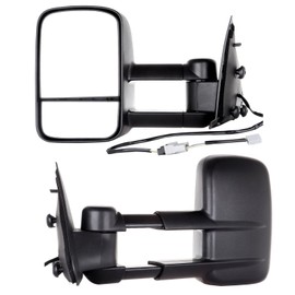 INEEDUP Towing Mirror Fit For Ford For F-150 1997-2003 For Ford For F-150 Heritage 2004 For Ford For F-250 1997-1999 Power Adjusted No Turn Signal Light Black Housing Textured Driver & Passenger Side