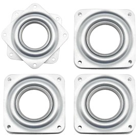 4pcs 3" Square Lazy Susan Turntable Heavy Duty Lazy Susan Hardware, Steel Ball Bearing Rotating Tray Swivel Plate for Dining Table, Stool Chair, Pantry, Organizer (Silver)