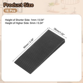 sourcing map Furniture Levelers, 16 Pcs Furniture Wedges, Black Plastic Wedges Shims, Firm and Non-Slip for Uneven Table, Dresser Legs, and DIY More Furniture (60 x 26 x 6mm)