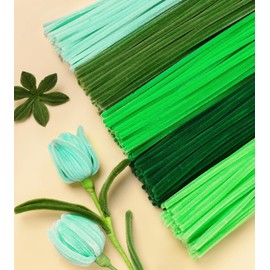 IOOLEEM Green Pipe Cleaners,200pcs in 5 Colors, Chenille Stems for Art and Craft Projects, Flower DIY Decorations