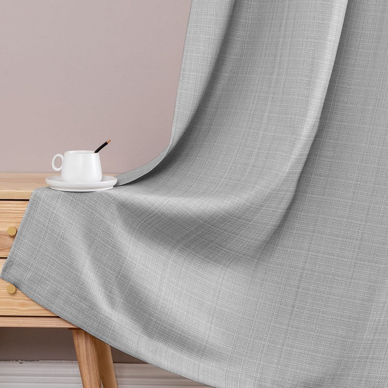 jinchan Grey Linen Textured Curtains 96 Inch Long 2 Panels