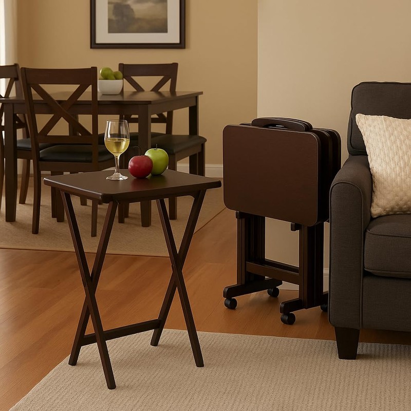 Ergode Folding TV Tray Set of 5 - Durable Small