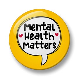 Mental Health Matters Pin Badge, 32mm, Awareness Badges, Self Care, Mental Wellness Button Badge, Autism Badge (Yellow)
