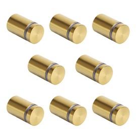 SAYAYO Glass Standoff Advertising Screw Nails Store Sign Holders Nail, 19MM Dia * 25MM Length, Stainless Steel Brushed Gold Finished, 8 Pcs, EQS5019G-8P