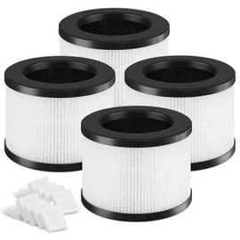 SAKEGDY TZ-K1 Replacement Filter Compatible with ToLife TZ-K1 Air Clean Purifier, AROEVE MK01 MK06 / Kloudi DH-JH01/FreAire KN-6391RGB，3-IN-1 H13 HEPA Filter for Smoke Pollen Dander. 4 Pack (White)