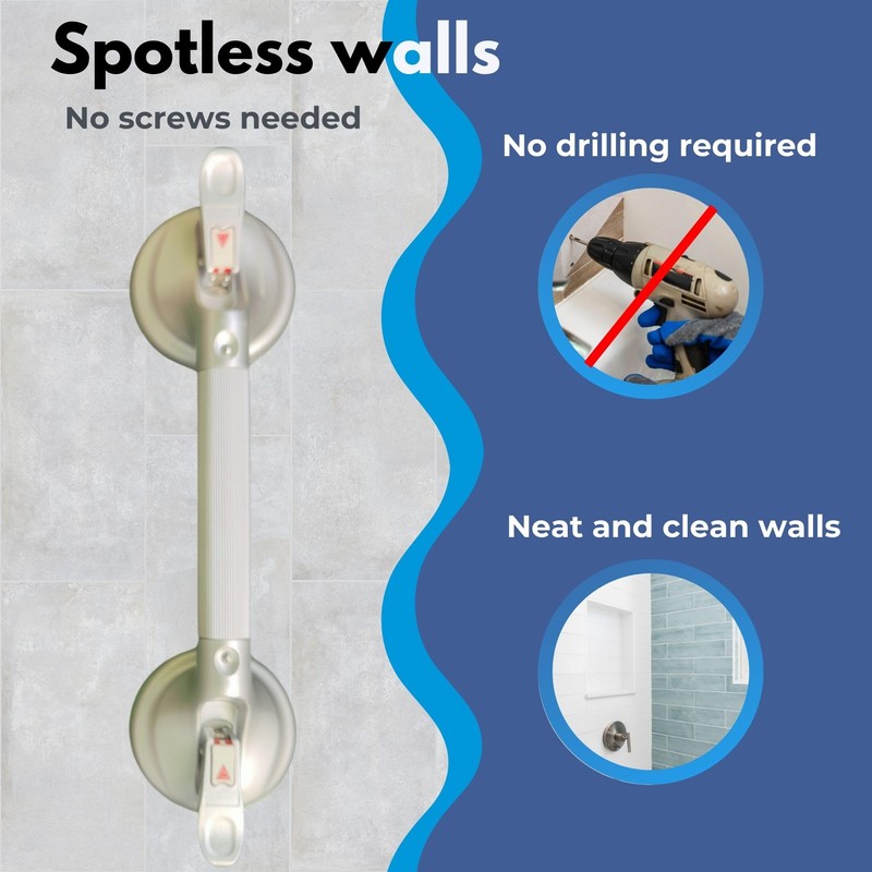Heavy Duty Grab Bar with Large Suction Cups for Shower