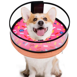 MRSOHRET Dog Cone, Dog Surgery Collar, Inflatable Cones for Small Medium Large Dogs, Pink Doughnut Dog Recovery Collar, Does not Impede Vision