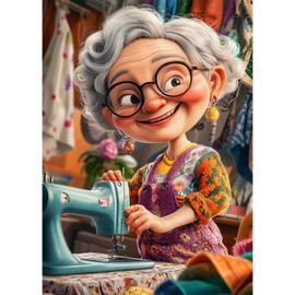 MEIYUDA Diamond Art Kits for Adults, 5D Sewing Grandmother Diamond Painting Kits for Adults, DIY Cartoon Grandma Diamond Art Crystal Picture Round Full Drill Gem Art for Home Wall Decor 30x40cm