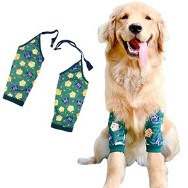 PriPre Dog Knee Protector Pad, Brace & Support Wrap for Medium Large Dogs with Scarf (3XL Green Owls)