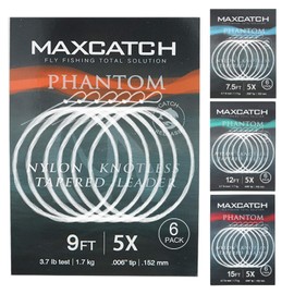 M MAXIMUMCATCH Maxcatch 6 Pack Fly Reader Leader Line Fly Line with Loop 7.5ft/9ft/12ft/15ft (0X-6X) (7.5ft, 1X(Pack of 6))