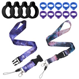 12PCS Anti Lost Necklace Lanyard for Women and Men, Starry Sky Neck Lanyards, Id Key Lanyard Set, Colorful Detachable Galaxy Lanyards Badge Neck Straps