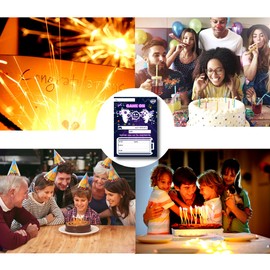 Dark blue-purple Video Game Invitation Cards -32PCS for Kids Birthday Invitations, Theme Birthday Party Invitation Cards, Game Party Invitations for Boys(Dark blue-purple)