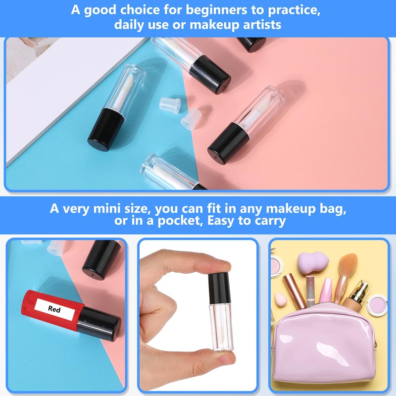JJUNW 10pcs Empty Lip Gloss Tubes, 1.2ml Mini Refillable Cosmetic