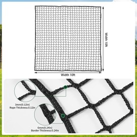 Golf Practice Net, 10 x 10 Ft Golf Netting Sports Netting Golf Hitting Net Heavy Duty Golf Sports Practice Barrier Net Nylon Golf Netting for Garage Backyard