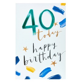 UK Greetings 40th Birthday Card for Him/Friend - Brush Strokes Design