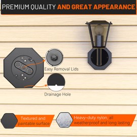 Vinyl Siding Mounting Blocks Kit with Built-in Electrical Box - 8141 Vertical Siding Lamps Mounting Plate - Ideal for 1/2" Lap Black 1 Pack