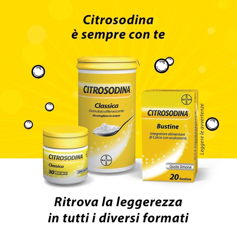 Citrosodina Masticabile Effervescente Digestivo per Digestione Difficile con Acido Citrico