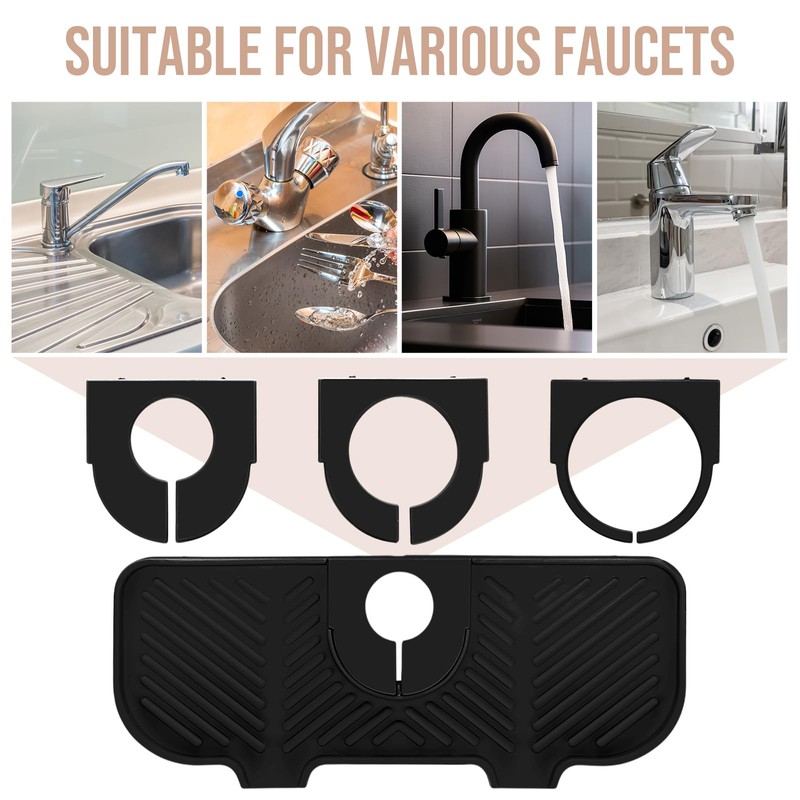 2 Pcs Silicone Faucet Splash Guard 10.6 ” x 4.3”