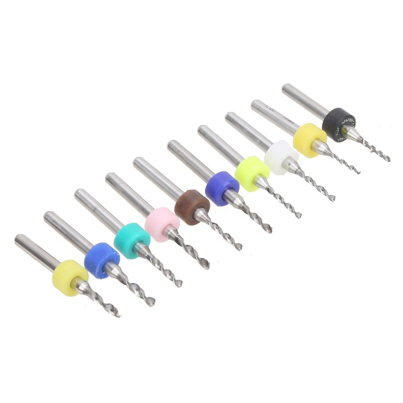 10Pcs Micro Drill Bit Set Cemented Carbide 1.2-2.1mm Printed Circuit