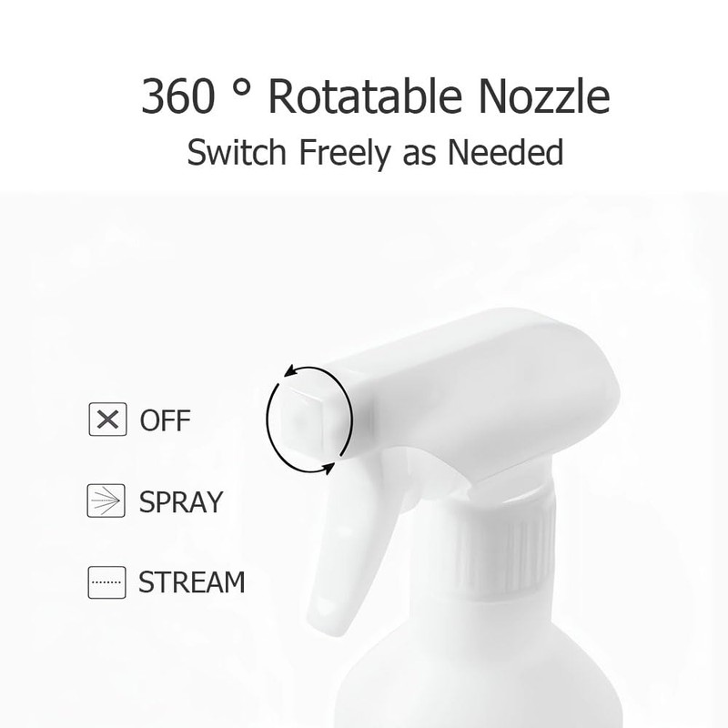 Hyshina Heavy Duty Clear Plastic Spray Bottles 500ml/17oz 2 Pack,