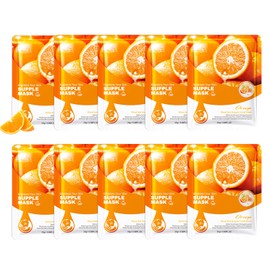 10PCS Plant Fruit Sheet Face Masks Set,Moisturizing Facial Sheet Masks,Hydrating Face Masks Sheet Masks Set,Non-greasy Overnight Face Sheet Masks Facemasks for Women and Men F