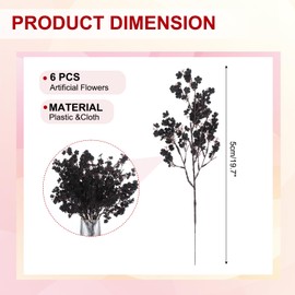 PATIKIL Artificial Flowers, 6pcs European Fake Flowers DIY Bouquet Fake Floral for Home Garden Kitchen Decor Wedding Party Decoration Black