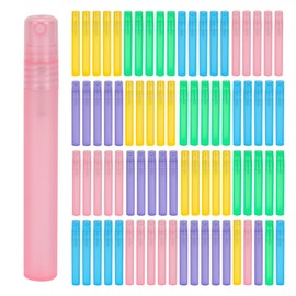 Axigundaone 80 Pcs 10 ml Mini Plastic Spray Bottles, Empty Fine Mist Perfume Bottle, Refillable Frosted Spray Bottles for Makeup Travel (Multicolored)