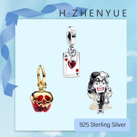 H.ZHENYUE Pendant Charms 925 Sterling Silver Animal Love Heros with Cubic Zirconia for European Bracelets and Necklaces, Jewellery Gift for Christmas, Valentine's Day, Mother's Day, Pack of 3, Silver
