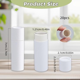 NICENEEDED Pack of 20 Empty Lip Balm Tubes Made of Cardboard Refillable Lipstick Sleeve Made of Kraft Paper Round Lip Gloss Container Made of Cardboard