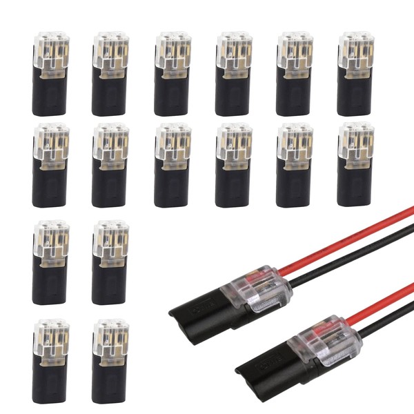 HASLED 2 Pin Connector, Pack of 16 Cable Connectors, 2 Pin, Snap Connection Design, Robust and Durable, Suitable for Cables with a Cross Sectional Area of 0.75 mm²