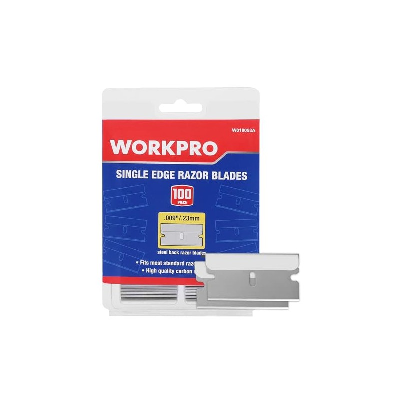 WORKPRO 100-Pack Single Razor Edge Blades, Industrial Scraper Razor Blades,