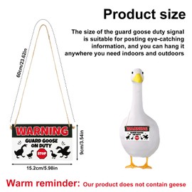 2pcs Wooden Porch Goose Warning Sign, Funny Guard Goose on Duty Signs Rustic Warning Gooses Outfits Decor Supplies Suitable for Porch Yard Lawn