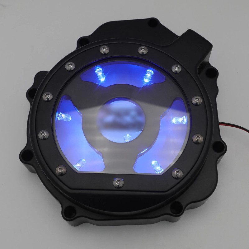 HONGK 2005-2008 Suzuki GSXR1000 Black w/ Blue LED Left Engine