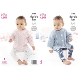 King Cole Baby Childrens Double Knitting Pattern Cable Knit Sweater & Cape (5486)