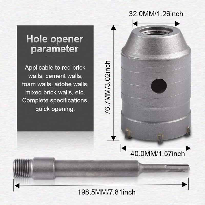 KATUR 40mm Concrete Hole Saw Round Handle SDS Plus Shank,