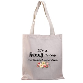 PLITI Nanny Tote Bag - Nanny Gifts From Grandchildren - Adult Unisex - 14.2 x 12.6 inches - Canvas - Waterproof - Zipper - All Seasons