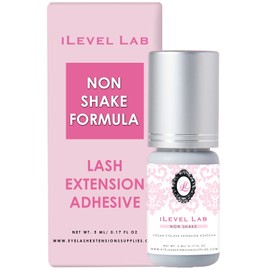 Non Shake Extra Strong Eyelash Extension Glue iLevel Lab - No Need to Shake (0.17fl.oz / 5ml) / 0.5 Sec Dry/Retention – 4 Weeks/Black Adhesive/Professional Supplies